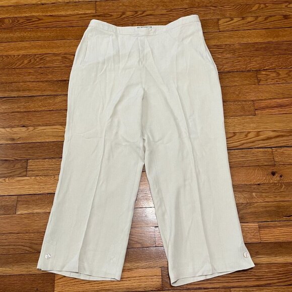 Tommy Bahama Pants - Tommy Bahama Womens Silk Pants Size 16 31x23 Beige Cropped Vintage 90s Resort